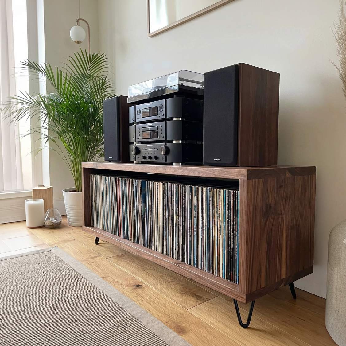 Solid Wood Vinyl Storage Unit UK | Handmade Record Storage