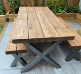 3" Chunky Wooden Outdoor Table (Different Leg Options Available)