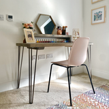 Vanity Desk with Natural Steel Hairpin Frame Legs