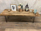 Rustic Solid Wood Coffee Table with Hairpin Legs