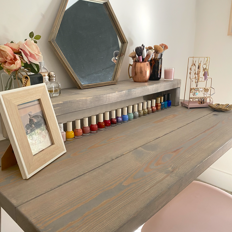 Vanity Desk with Natural Steel Hairpin Frame Legs