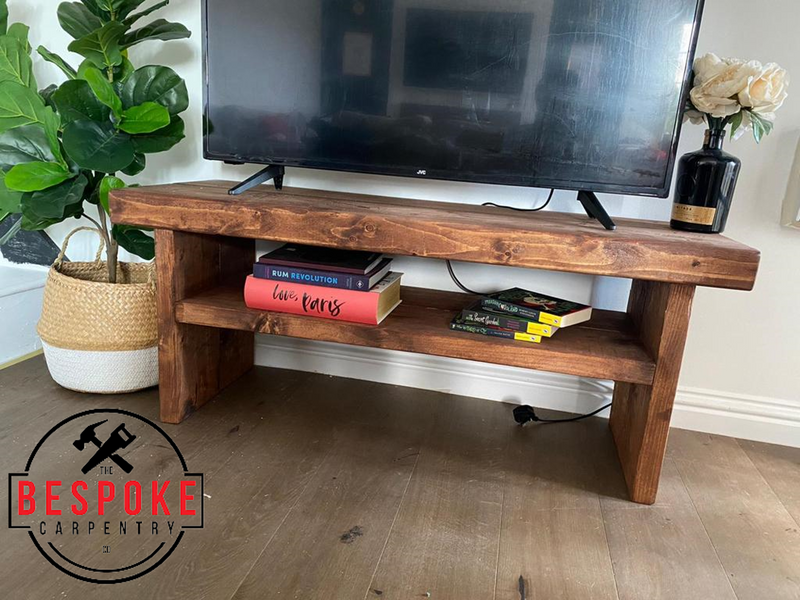 Solid Wood Bench with Storage TV Unit The Bespoke Carpentry Co