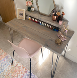 Vanity Desk with Natural Steel Hairpin Frame Legs