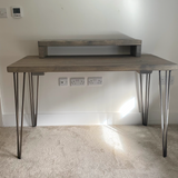 Vanity Desk with Natural Steel Hairpin Frame Legs