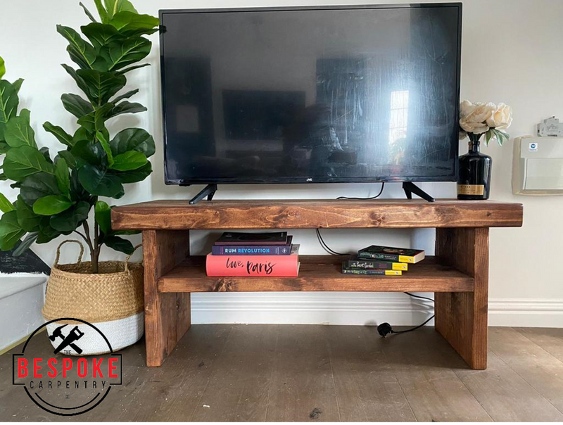 Solid Wood Bench with Storage TV Unit The Bespoke Carpentry Co