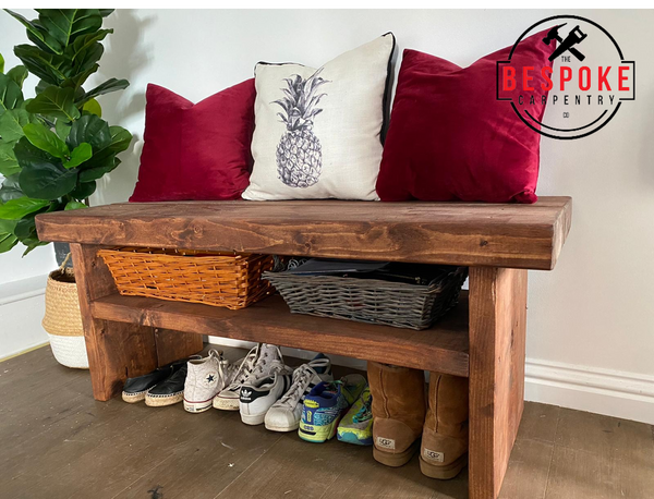 Rustic Bench with Storage / TV Unit