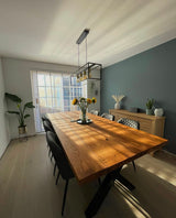 Dining Table and Bench with Steel X Frame Legs