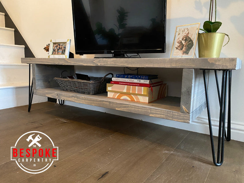 TV Stand - Floating Storage with Hairpin Legs