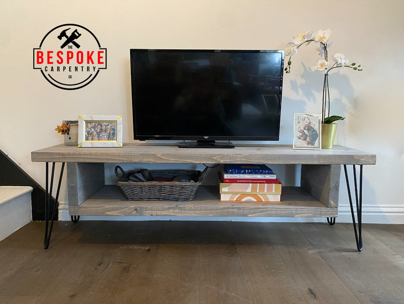 TV Stand - Floating Storage with Hairpin Legs