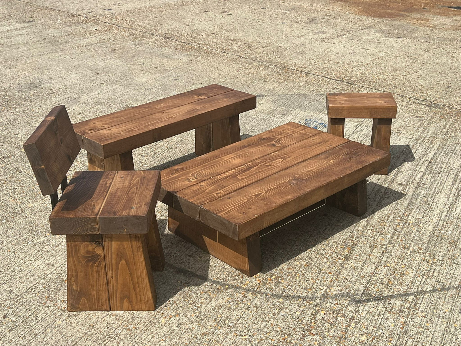 Chunky 3 Reclaimed Wood Outdoor Furniture Set The Bespoke Carpentry Co